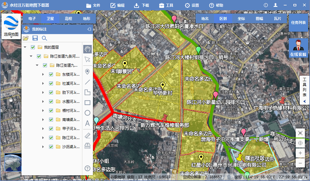 在水经注中导入陈江街道九条河KML文件的应用案例